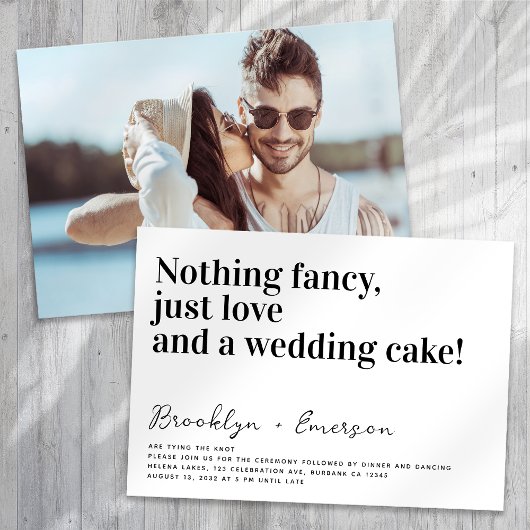 Funny Typografy Nothing Extravagante Foto Wedding Einladung