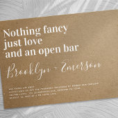 Funny Typografy Open Bar Kraft Wedding Einladung