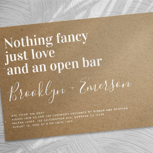 Funny Typografy Open Bar Kraft Wedding Einladung
