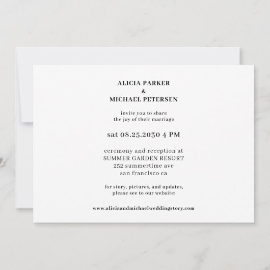 Funny Typografy Schwarz-Weiß Hochzeit Einladung (Rückseite)