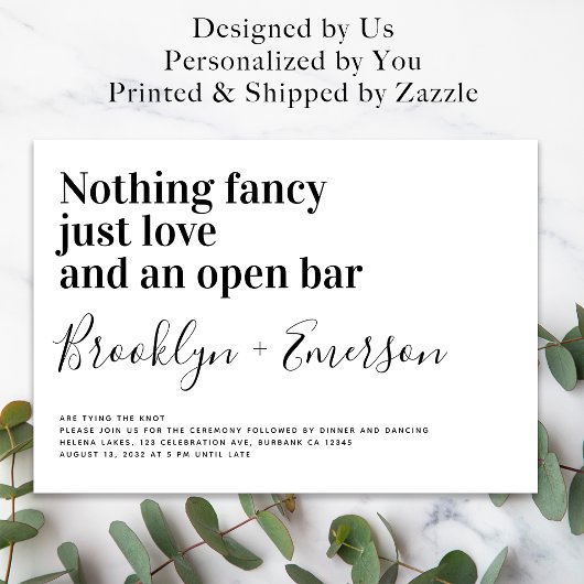 Funny Typografy Schwarz-weiß Wedding Einladung