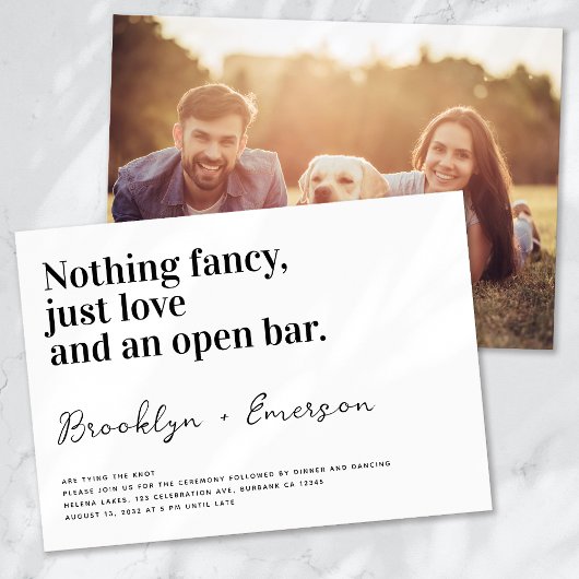 Funny Typografy Schwarz-weiß Wedding Einladung