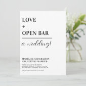 Funny Typografy Schwarz-weiße Lässige Hochzeit Einladung (Stehend Vorderseite)
