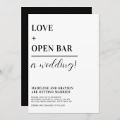 Funny Typografy Schwarz-weiße Lässige Hochzeit Einladung (Vorne/Hinten)