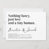 Funny Typografy Tiny Human Couple's Baby Shower Einladung (Vorderseite)