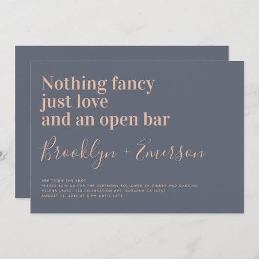 Funny Typografy Wedding Einladung (Vorne/Hinten)