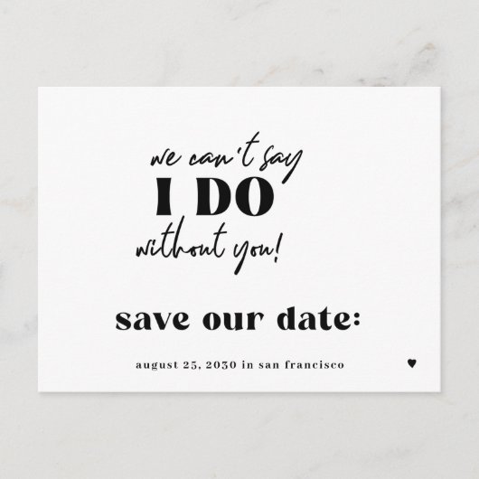 Funny Typografy Zitat Hochzeit speichern Sie das D Ankündigungspostkarte (Vorderseite)