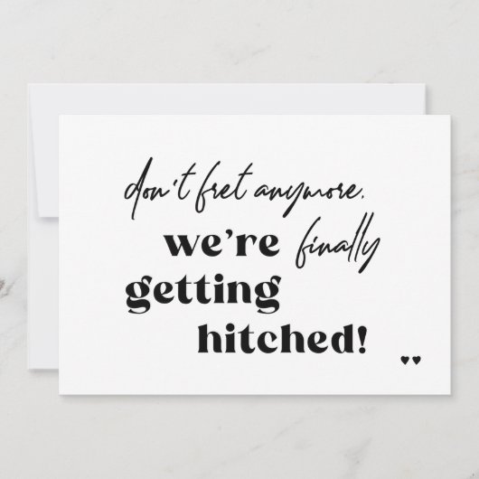 Funny typography black and white lässig wedding einladung (Vorderseite)