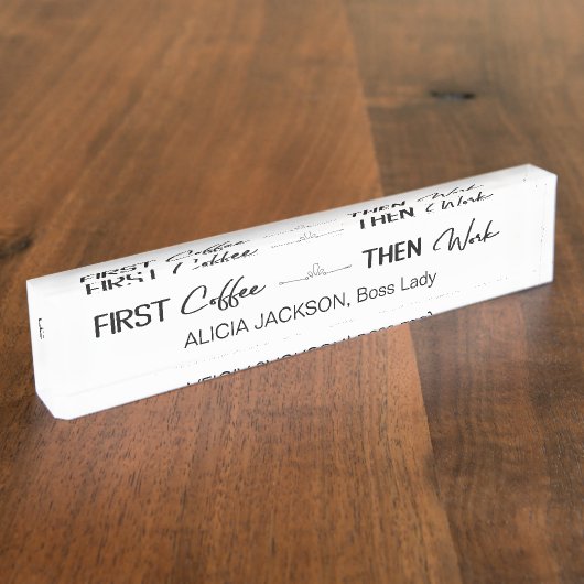 Funny typography black and white Zuhause office Namensplakette (Seite)