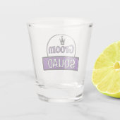 Funny typography "Groom squad" personalisierter Te Schnapsglas (Rückseite)