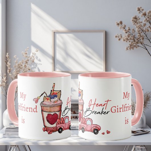 Funny Typography My Girlfriend is Heart Breaker  Tasse