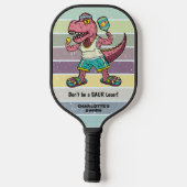 Funny Tyrannosaurus Rex Pink T-Rex Retro Custom Pickleball Schläger (Rückseite)