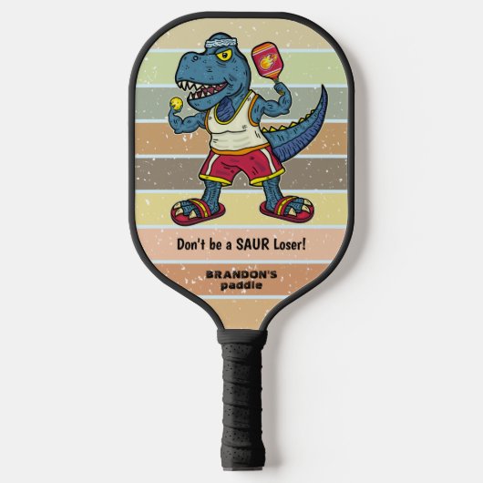 Funny Tyrannosaurus Rex Retro Saur Loser Custom Pickleball Schläger (Vorderseite)