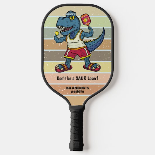 Funny Tyrannosaurus Rex Retro Saur Loser Custom Pickleball Schläger (Rückseite)