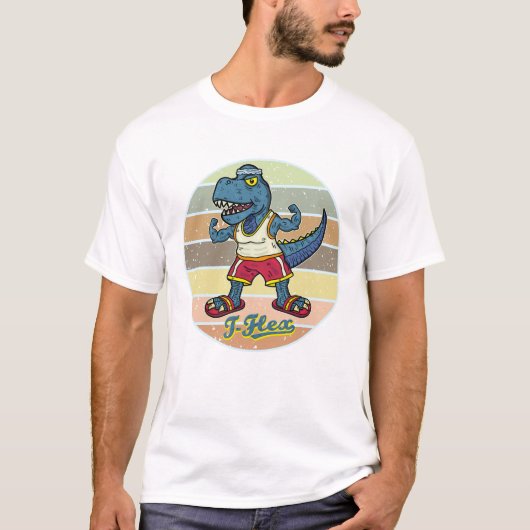 Funny Tyrannosaurus Rex T-Flex Workout Retro Cool T-Shirt (Vorderseite)