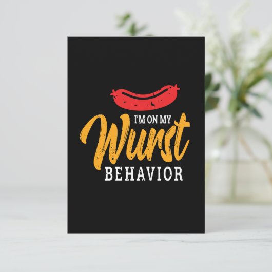 Funny über mein Wurst-Verhalten Oktoberfest Karte (Stehend Vorderseite)
