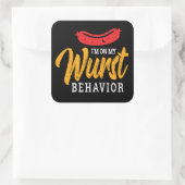 Funny über mein Wurst-Verhalten Oktoberfest Quadratischer Aufkleber (Tasche)