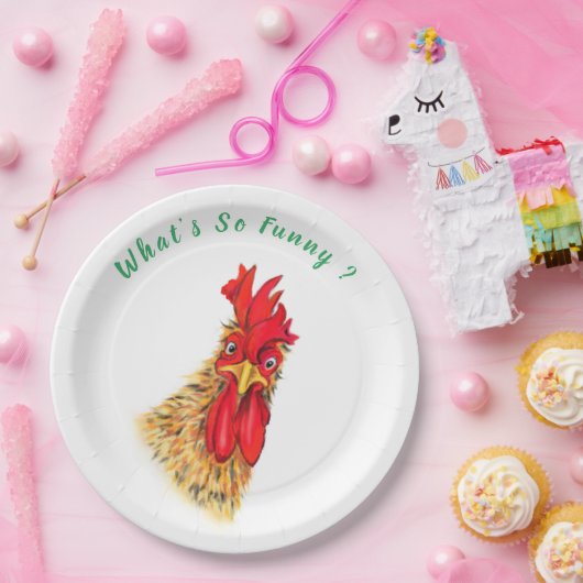 Funny überraschend Neugierige Rooster - Custom Tex Pappteller (Party)