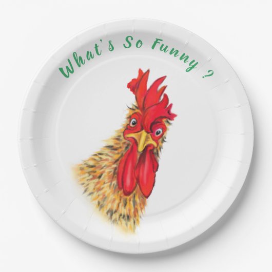 Funny überraschend Neugierige Rooster - Custom Tex Pappteller (Vorderseite)