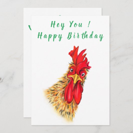 Funny Überraschend Neugierige Rooster - Happy Birt (Vorne/Hinten)