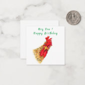 Funny Überraschend Neugierige Rooster - Happy Birt Mitteilungskarte (Vorderseite/Rückseite Beispiel)