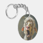 Funny überraschend Sheep Whimsical Animal Expressi Schlüsselanhänger (Vorderseite links)