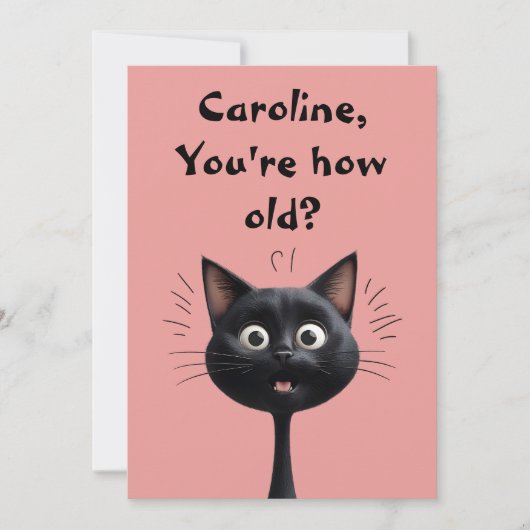 Funny überrascht schwarze Katze Wie alt pink (Vorderseite)