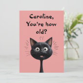 Funny überrascht schwarze Katze Wie alt pink (Stehend Vorderseite)