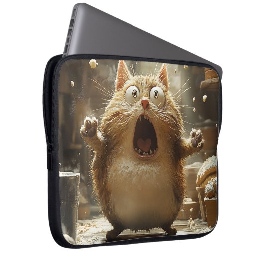 FUNNY ÜBERRASCHTE FETTKITTY CAT LAPTOPSCHUTZHÜLLE (Vorne Rechts)