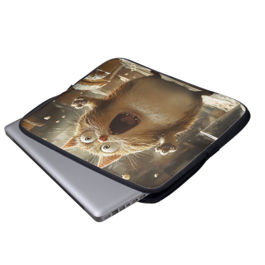 FUNNY ÜBERRASCHTE FETTKITTY CAT LAPTOPSCHUTZHÜLLE (Vorne Knopf)