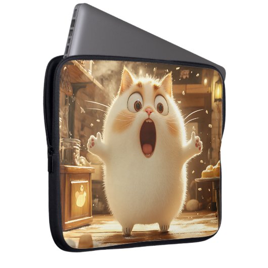 FUNNY ÜBERRASCHTE FETTKITTY CAT LAPTOPSCHUTZHÜLLE (Vorne Rechts)