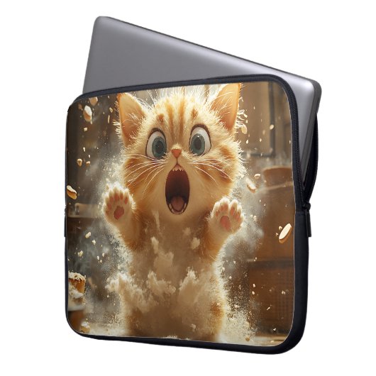 FUNNY ÜBERRASCHTE FETTKITTY CAT LAPTOPSCHUTZHÜLLE (Vorderseite Links)