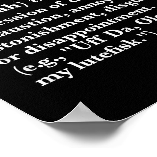Funny Uff Da Shirts Uff Da Definition Black Uni Ad Poster (Ecke)