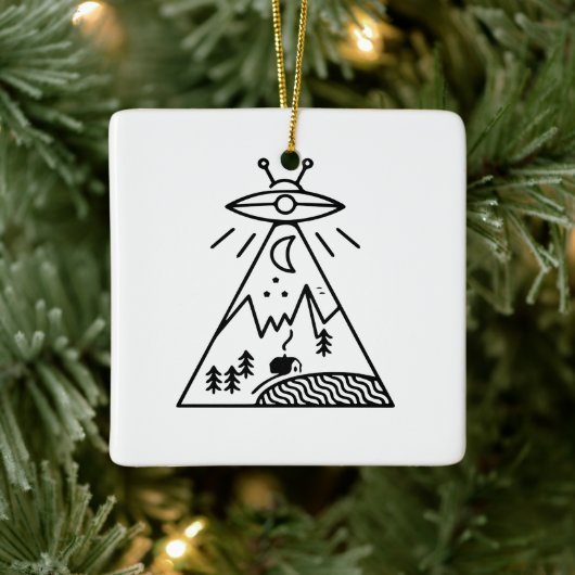 Funny Ufo ,Area 51, Alien Abduction Keramikornament (Baum)