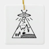 Funny Ufo ,Area 51, Alien Abduction Keramikornament (Vorderseite)