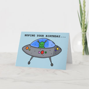 FUNNY UFO BIRTHDAY GREETING CARD KARTE