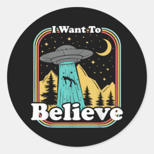 Funny UFO Entführung 70er 80er Retro Alien Woll ic Runder Aufkleber