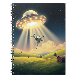 Funny UFO Kuh Abduction Spiral Foto Notebook Notizblock