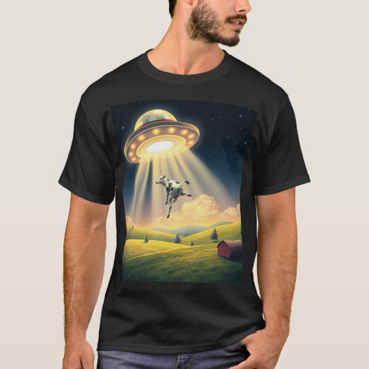 Funny UFO Kuh Entführung T - Shirt (Vorderseite)