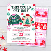 Funny Ugge Sweater Christmas Party & Snowflakes Einladung