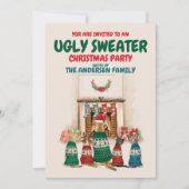 Funny Ugge Sweater Weihnachts-Party mit Hunden Einladung (Vorderseite)
