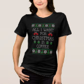 Funny Uggli Christmas Sweater Coffee Strick Script Tri-Blend Shirt (Vorderseite)