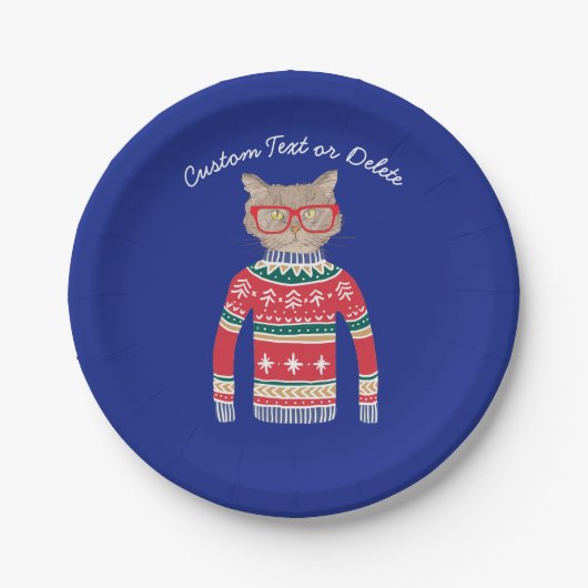 Funny Uggli Christmas Sweater, Custom Cat Lover Pappteller (Vorderseite)