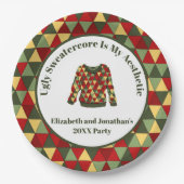 Funny Uggli Weihnachten Sweater Red Green Gold Pappteller (Vorderseite)