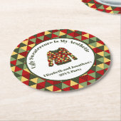 Funny Uggli Weihnachten Sweater Red Green Gold Runder Pappuntersetzer (Angewinkelt)