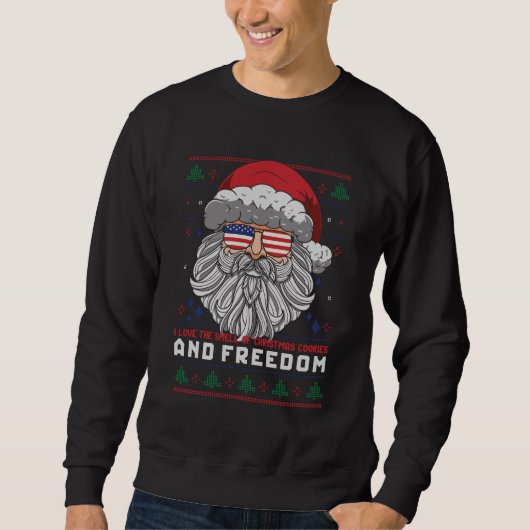 Funny Uggli Weihnachts Sweater American Flag Santa Sweatshirt (Vorderseite)