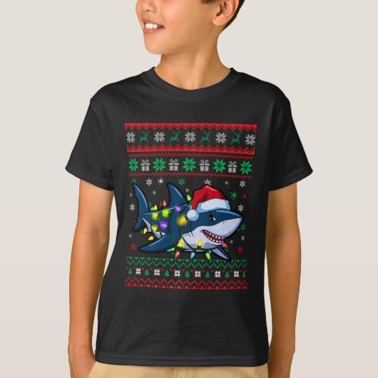 Funny Uggli Weihnachtshai Weihnachtsmannmütze Ligh T-Shirt (Vorderseite)