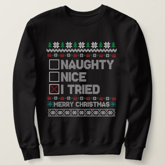 Funny Uggli Weihnachtspulli, Naughty Nice Sweatshirt (Design vorne)
