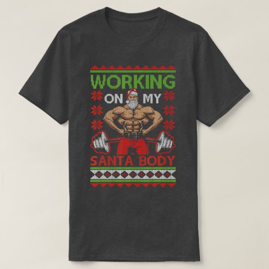 Funny Uggly Christmas Gym Weightfting arbeitet an T-Shirt (Design vorne)