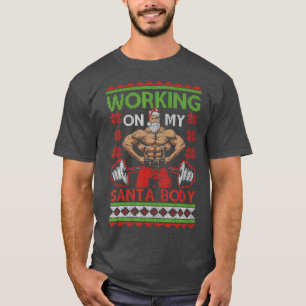 Funny Uggly Christmas Gym Weightfting arbeitet an T-Shirt